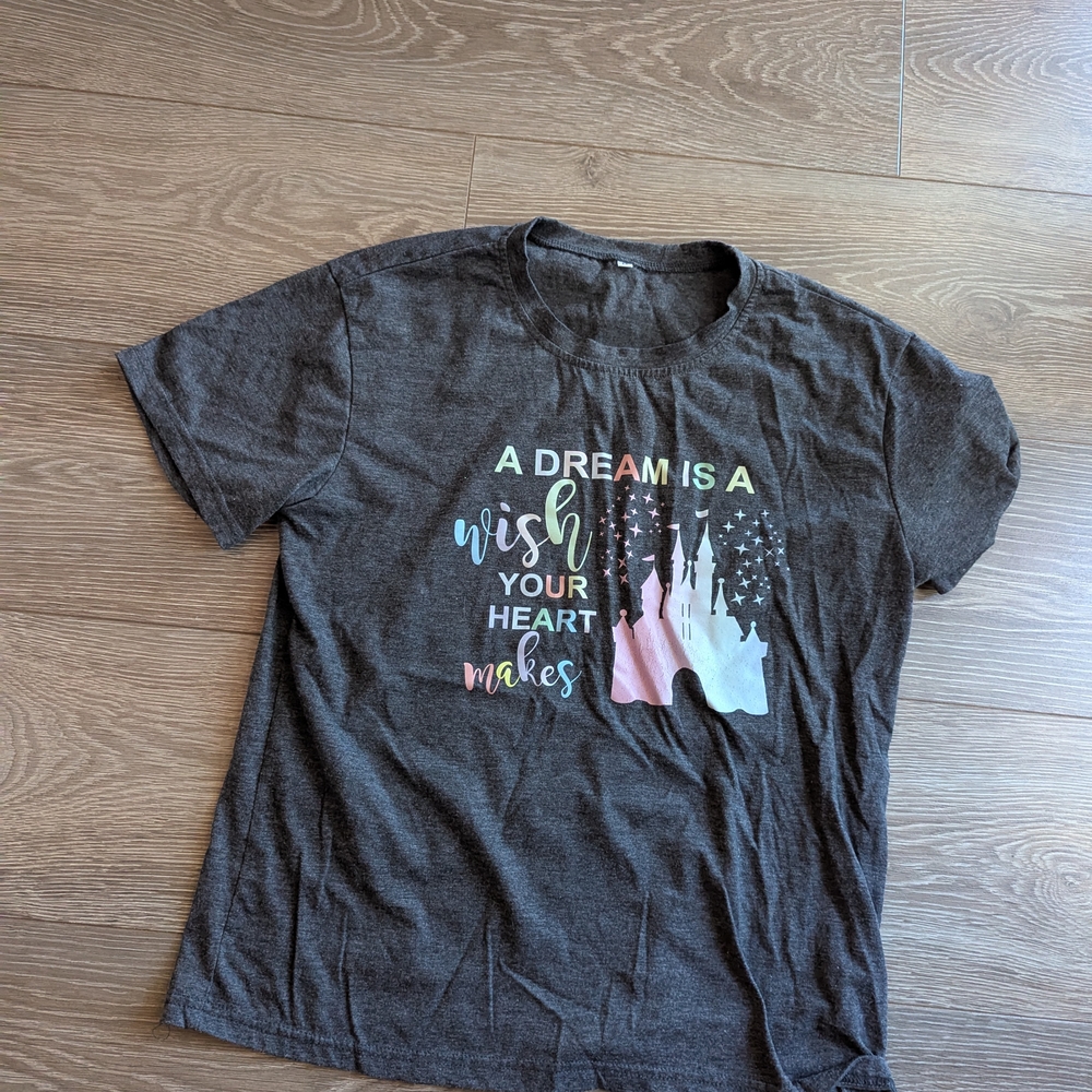 A Dream Is A Wish Your Heart Makes Disney T Shirt Colorful Castle Print Medium